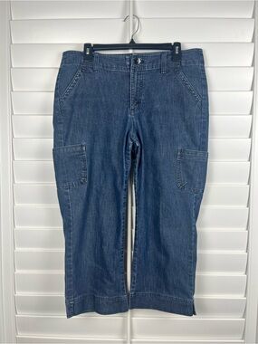 Vintage Riders Lee Dark Denim Cargo Capris Size 12 utility carpenter streetwear